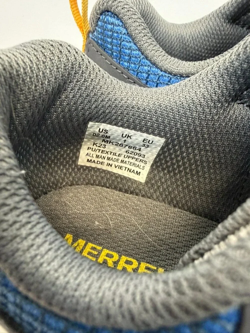 Boys Gray Merrell Velcro Sneakers